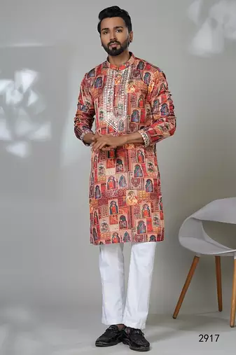 Traditional maroon color neck work aesthetic kurta for men | premium designer ethnic wear