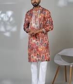 Traditional maroon color neck work aesthetic kurta for men | premium designer ethnic wear