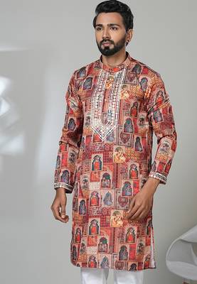Traditional maroon color neck work aesthetic kurta for men | premium designer ethnic wear 2