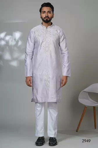 Purple neck work kurta for men | premium designer ethnic wear