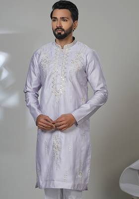 Purple neck work kurta for men | premium designer ethnic wear 2