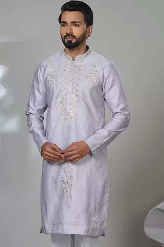 Purple neck work kurta for men | premium designer ethnic wear