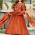 Elegant rust orange vichitra embroidered anarkali kurti set