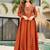 Elegant rust orange vichitra embroidered anarkali kurti set