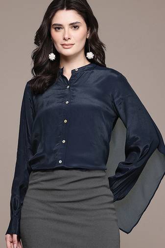 Navy blue crepe shirt