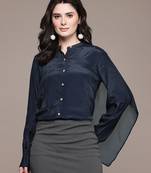 Navy blue crepe shirt