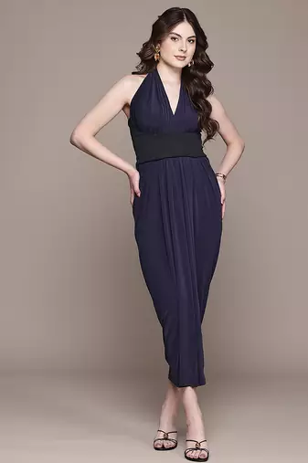 Navy Blue Viscose Gown