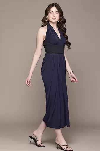 Navy Blue Viscose Gown