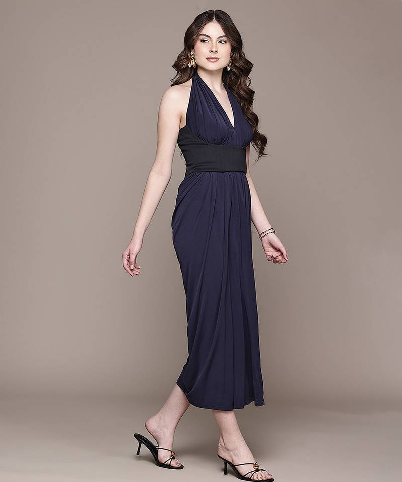 Navy Blue Viscose Gown