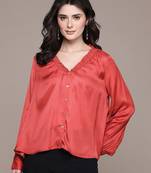 Coral dehry satin shirt