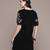 Black embroidered velvet short dress