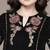 Black embroidered velvet short dress