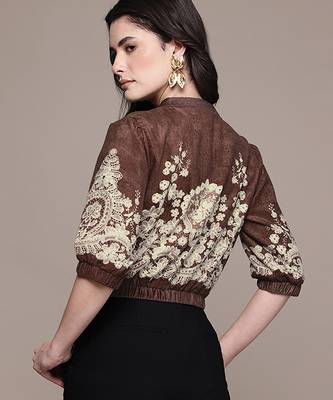 Brown embroidered velvet jacket 3