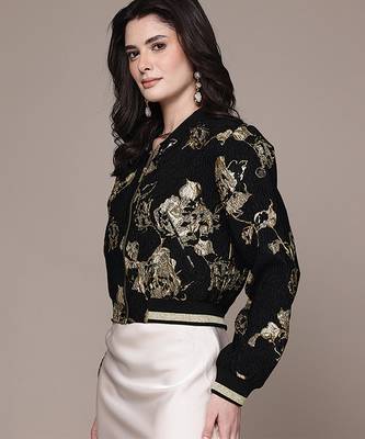 Black embroidered jacquard jacket 2