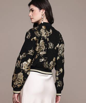 Black embroidered jacquard jacket 3