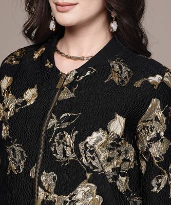 Black embroidered jacquard jacket 5