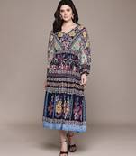 Black printed georgette dress