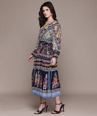 Black printed georgette dress 2