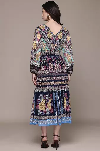 Black printed georgette dress