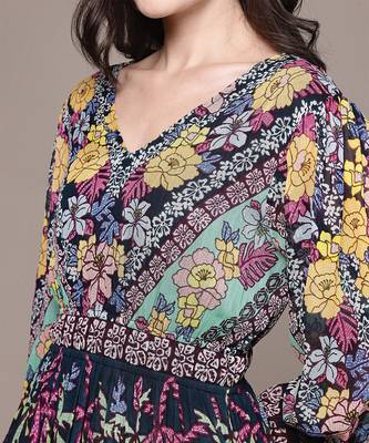 Black printed georgette dress 5