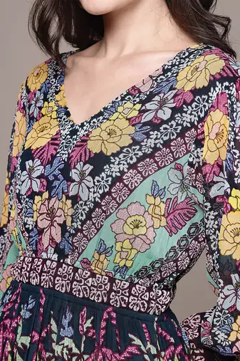 Black printed georgette dress