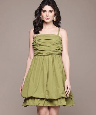 Olive taffeta short dress 1