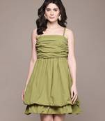 Olive taffeta short dress