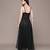 Black embroidered mesh gown