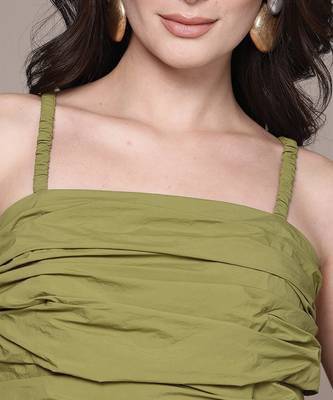 Olive taffeta short dress 5