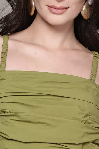 Olive taffeta short dress