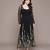 Black embroidered floral net dress