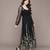 Black embroidered floral net dress