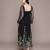 Black embroidered floral net dress