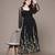 Black embroidered floral net dress
