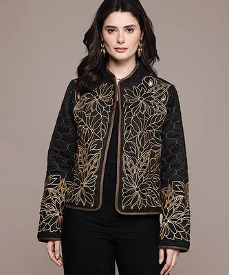 Black Embroidered Viscose Jacket 1