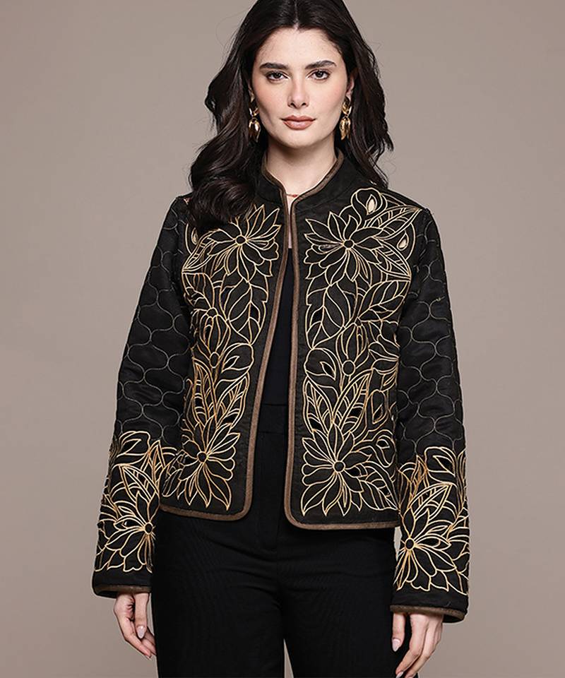 Black Embroidered Viscose Jacket