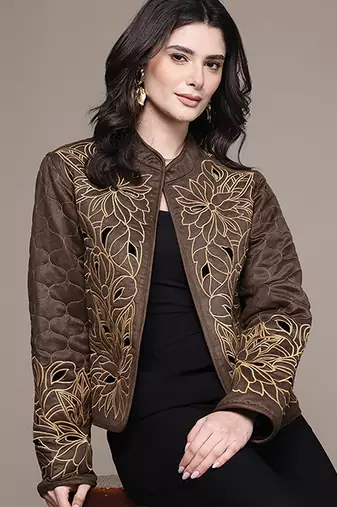 Black Embroidered Viscose Jacket