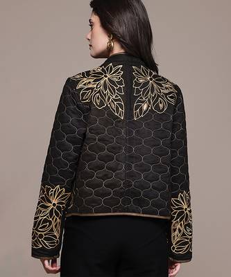 Black Embroidered Viscose Jacket 5