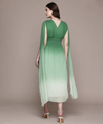 Green chiffon long dress 3