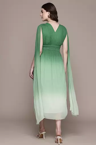 Green chiffon long dress