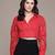 Red satin crop top