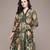 Olive printed velvet short dress
