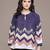 Navy blue printed cotton blend top