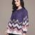 Navy blue printed cotton blend top