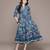 Blue printed cotton blend dress