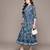 Blue printed cotton blend dress