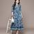 Blue printed cotton blend dress