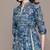 Blue printed cotton blend dress