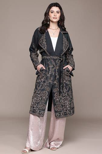Black Embroidered Viscose Jacket