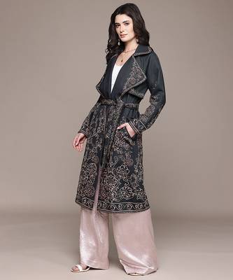 Black Embroidered Viscose Jacket 2